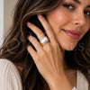 Oro Laminado Multi Stone Ring, Gold Filled Style with Ivory Pearl, Polished, Golden Finish, 01.438.0021 (One size fits all)