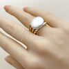 Oro Laminado Multi Stone Ring, Gold Filled Style with Ivory Pearl, Polished, Golden Finish, 01.438.0021 (One size fits all)
