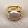 Oro Laminado Multi Stone Ring, Gold Filled Style with Ivory Pearl, Polished, Golden Finish, 01.438.0021 (One size fits all)