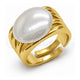 Oro Laminado Multi Stone Ring, Gold Filled Style with Ivory Pearl, Polished, Golden Finish, 01.438.0021 (One size fits all)