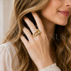 Oro Laminado Multi Stone Ring, Gold Filled Style with White Micro Pave, Polished, Golden Finish, 01.438.0022 (One size fits all)
