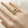 Oro Laminado Multi Stone Ring, Gold Filled Style with White Micro Pave, Polished, Golden Finish, 01.438.0022 (One size fits all)