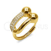 Oro Laminado Multi Stone Ring, Gold Filled Style with White Micro Pave, Polished, Golden Finish, 01.438.0022 (One size fits all)