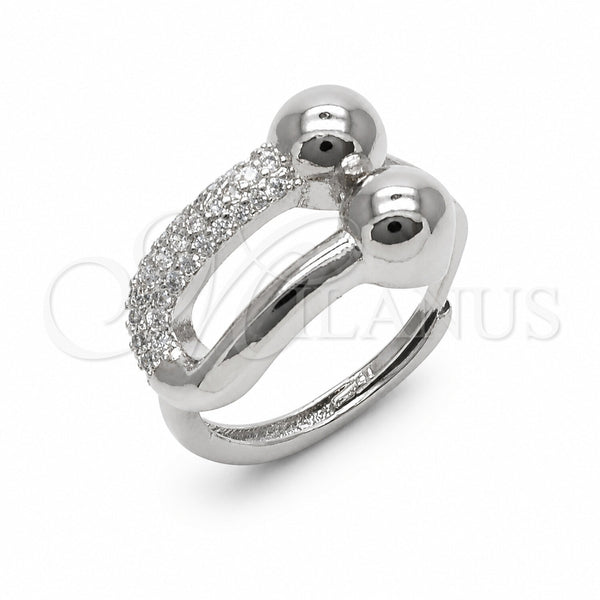 Rhodium Gold Filled Multi Stone Ring, with White Micro Pave, Polished, Rhodium Finish, 01.438.0022.1 (One size fits all)