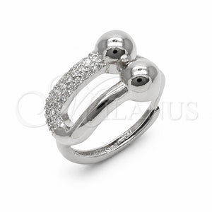 Rhodium Gold Filled Multi Stone Ring, with White Micro Pave, Polished, Rhodium Finish, 01.438.0022.1 (One size fits all)