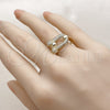 Oro Laminado Multi Stone Ring, Gold Filled Style with White Micro Pave, Polished, Golden Finish, 01.438.0023 (One size fits all)