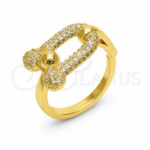 Oro Laminado Multi Stone Ring, Gold Filled Style with White Micro Pave, Polished, Golden Finish, 01.438.0023 (One size fits all)