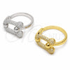Oro Laminado Multi Stone Ring, Gold Filled Style with White Micro Pave, Polished, Golden Finish, 01.438.0023 (One size fits all)