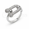 Rhodium Gold Filled Multi Stone Ring, with White Micro Pave, Polished, Rhodium Finish, 01.438.0023.1 (One size fits all)