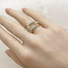 Oro Laminado Multi Stone Ring, Gold Filled Style with White Micro Pave, Polished, Golden Finish, 01.282.0019 (One size fits all)