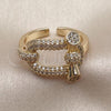 Oro Laminado Multi Stone Ring, Gold Filled Style with White Micro Pave, Polished, Golden Finish, 01.282.0019 (One size fits all)