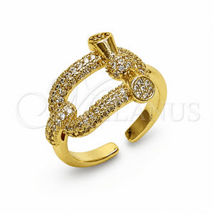 Oro Laminado Multi Stone Ring, Gold Filled Style with White Micro Pave, Polished, Golden Finish, 01.282.0019 (One size fits all)