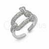 Rhodium Gold Filled Multi Stone Ring, with White Micro Pave, Polished, Rhodium Finish, 01.282.0019.1 (One size fits all)