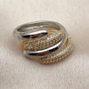 Oro Laminado Multi Stone Ring, Gold Filled Style with White Micro Pave, Polished, Two Tone, 01.438.0024 (One size fits all)