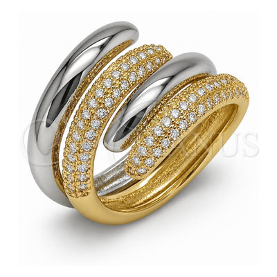 Oro Laminado Multi Stone Ring, Gold Filled Style with White Micro Pave, Polished, Two Tone, 01.438.0024 (One size fits all)