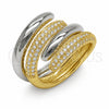 Oro Laminado Multi Stone Ring, Gold Filled Style with White Micro Pave, Polished, Two Tone, 01.438.0024 (One size fits all)