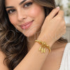 Oro Laminado Individual Bangle, Gold Filled Style Leaf Design, Polished, Golden Finish, 07.282.0088 (Thickness, One size fits all)