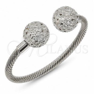Rhodium Gold Filled Individual Bangle, Ball and Twist Design, Polished, Rhodium Finish, 07.282.0089 (Thickness, One size fits all)