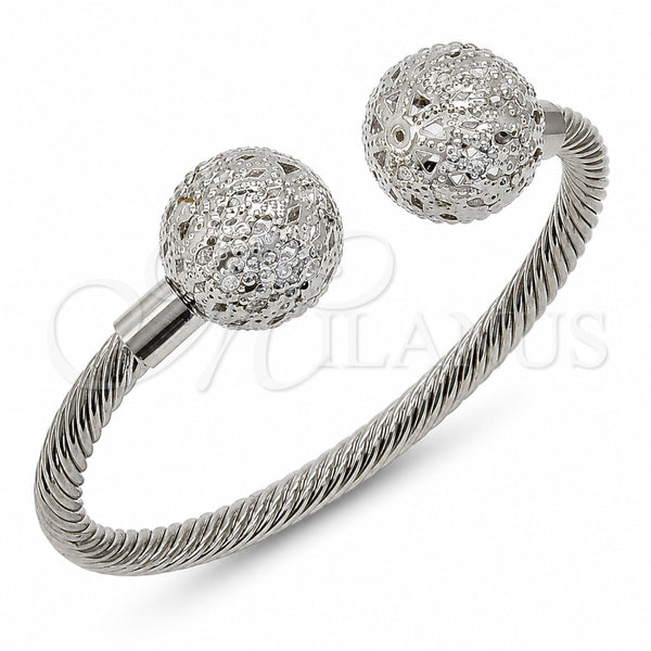 Rhodium Gold Filled Individual Bangle, Ball and Twist Design, Polished, Rhodium Finish, 07.282.0089 (Thickness, One size fits all)