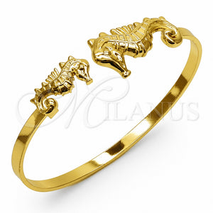 Oro Laminado Individual Bangle, Gold Filled Style Seahorse Design, Polished, Golden Finish, 07.282.0091 (Thickness, One size fits all)