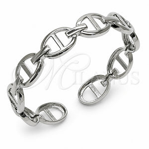 Rhodium Gold Filled Individual Bangle, Puff Mariner Design, Polished, Rhodium Finish, 07.341.0004.1 (Thickness, One size fits all)