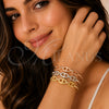 Oro Laminado Trio Bangle, Gold Filled Style Puff Mariner Design, with White Micro Pave, Polished, Tricolor, 07.282.0094 (Thickness, One size fits all)