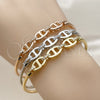 Oro Laminado Trio Bangle, Gold Filled Style Puff Mariner Design, with White Micro Pave, Polished, Tricolor, 07.282.0094 (Thickness, One size fits all)