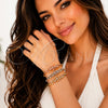 Oro Laminado Trio Bangle, Gold Filled Style Puff Mariner Design, with White Cubic Zirconia, Polished, Tricolor for wholesale, additional product view 2