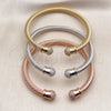 Oro Laminado Trio Bangle, Gold Filled Style Twist Design, with White Cubic Zirconia, Polished, Golden Finish, 07.282.0096 (05 MM Thickness, One size fits all)