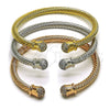 Oro Laminado Trio Bangle, Gold Filled Style Twist Design, with White Cubic Zirconia, Polished, Golden Finish, 07.282.0096 (05 MM Thickness, One size fits all)