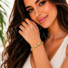 Oro Laminado Individual Bangle, Gold Filled Style Heart Design, with White Cubic Zirconia, Polished, Golden Finish, 07.282.0097.04 (Thickness, Size 4 (2.25 Diameter))