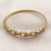 Oro Laminado Individual Bangle, Gold Filled Style Heart Design, with White Cubic Zirconia, Polished, Golden Finish, 07.282.0097.04 (Thickness, Size 4 (2.25 Diameter))