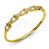 Oro Laminado Individual Bangle, Gold Filled Style Heart Design, with White Cubic Zirconia, Polished, Golden Finish, 07.282.0097.04 (Thickness, Size 4 (2.25 Diameter))