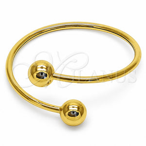 Oro Laminado Individual Bangle, Gold Filled Style Ball and Hollow Design, Polished, Golden Finish, 07.282.0098 (Thickness, One size fits all)