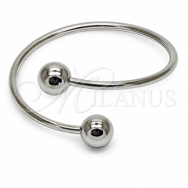 Rhodium Gold Filled Individual Bangle, Ball and Hollow Design, Polished, Rhodium Finish, 07.282.0098.1 (Thickness, One size fits all)