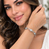 Rhodium Gold Filled Individual Bangle, Ball Design, with White Cubic Zirconia, Polished, Rhodium Finish, 07.282.0102 (Thickness, One size fits all)