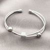 Rhodium Gold Filled Individual Bangle, Ball Design, with White Cubic Zirconia, Polished, Rhodium Finish, 07.282.0102 (Thickness, One size fits all)