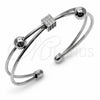 Rhodium Gold Filled Individual Bangle, Ball Design, with White Cubic Zirconia, Polished, Rhodium Finish, 07.282.0102 (Thickness, One size fits all)