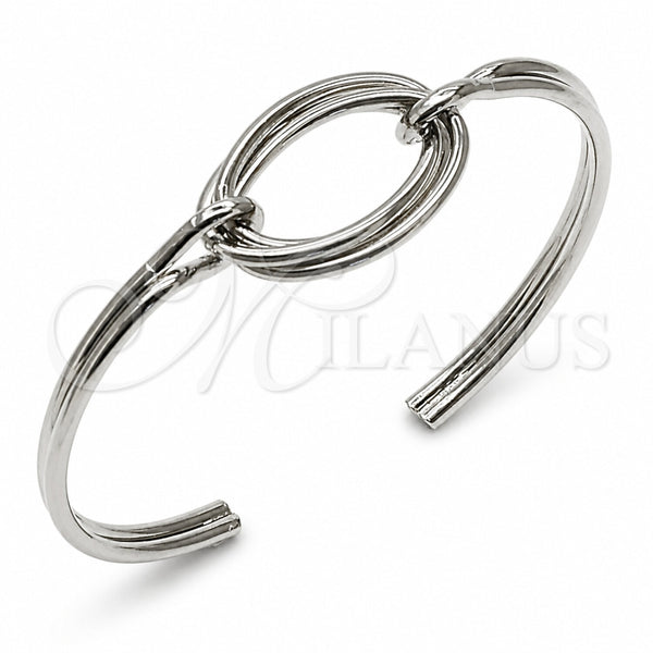 Rhodium Gold Filled Individual Bangle, Love Knot Design, Polished, Rhodium Finish, 07.282.0103 (04 MM Thickness, One size fits all)