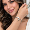 Rhodium Gold Filled Individual Bangle, Heart and Rat Tail Design, Polished, Rhodium Finish, 07.282.0104 (Thickness, One size fits all)