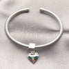 Rhodium Gold Filled Individual Bangle, Heart and Rat Tail Design, Polished, Rhodium Finish, 07.282.0104 (Thickness, One size fits all)