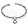 Rhodium Gold Filled Individual Bangle, Heart and Rat Tail Design, Polished, Rhodium Finish, 07.282.0104 (Thickness, One size fits all)