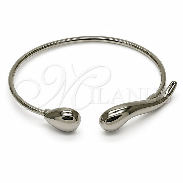 Rhodium Gold Filled Individual Bangle, Teardrop Design, Polished, Rhodium Finish, 07.282.0106 (Thickness, One size fits all)