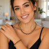 Oro Laminado Necklace and Bracelet, Gold Filled Style Heart Design, with Garnet Cubic Zirconia, Polished, Golden Finish, 06.282.0011.18