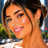 Oro Laminado Stud Earring, Gold Filled Style Diamond Cutting Finish, Golden Finish, 02.282.0190