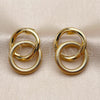 Oro Laminado Stud Earring, Gold Filled Style Diamond Cutting Finish, Golden Finish, 02.282.0190