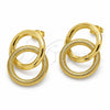 Oro Laminado Stud Earring, Gold Filled Style Diamond Cutting Finish, Golden Finish, 02.282.0190