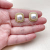 Oro Laminado Stud Earring, Gold Filled Style with Ivory Pearl, Polished, Golden Finish, 02.282.0195