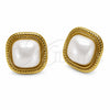 Oro Laminado Stud Earring, Gold Filled Style with Ivory Pearl, Polished, Golden Finish, 02.282.0195
