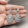 Rhodium Gold Filled Dangle Earring, Teardrop and Baguette Design, with White Cubic Zirconia, Polished, Rhodium Finish, 02.282.0196
